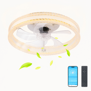 20" White LED Ceiling Fan with Light – Dimmable Flush Mount Silent Fan