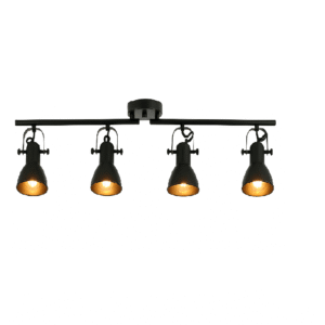 Black Industrial Track Lighting – 4-Light Ceiling Fixture for Kitchen & Gallery