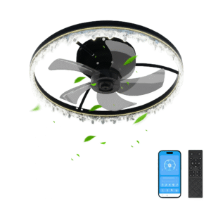 20'' Black LED Ceiling Fan with Light, Silent