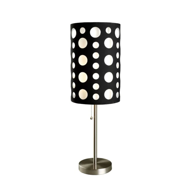 HMS 33 Black Metal Table Lamp with Black & White Drum Shade - Image 2