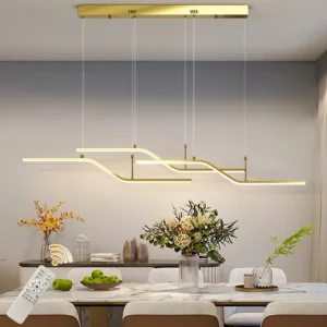 Modern LED Wave Pendant Light – 45W Dimmable, 3-Light with Remote