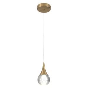 Brass Globe LED Pendant Light, Modern Crystal Teardrop Chandelier for Kitchen