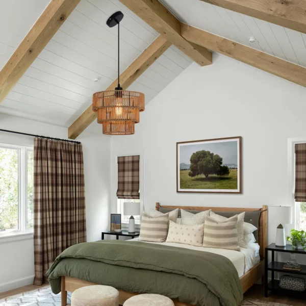 Rattan Boho Pendant Light, Rustic Farmhouse Hanging Lamp - Image 4