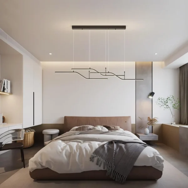 Modern 3-Light LED Wave Pendant, Dimmable Linear Chandelier - Image 6