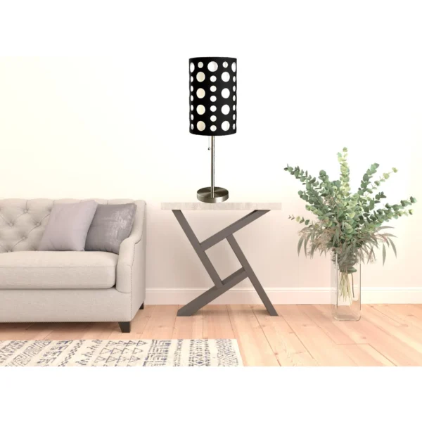 HMS 33 Black Metal Table Lamp with Black & White Drum Shade - Image 3