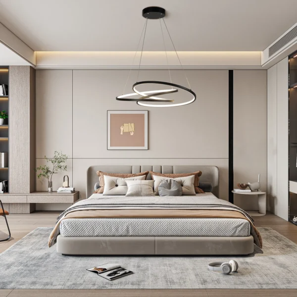 Modern Black LED Pendant Light, 40W Dimmable with Remote Control - Image 4
