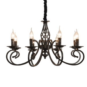 Rustic 8-Light French Country Chandelier – Vintage Iron Pendant