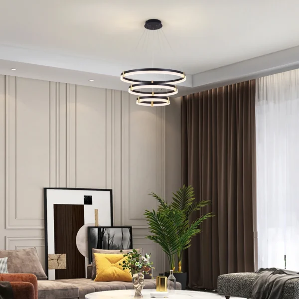 Modern Dimmable LED Crystal Chandelier – Black Acrylic Pendant Light - Image 5