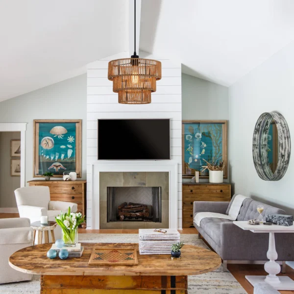 Rattan Boho Pendant Light, Rustic Farmhouse Hanging Lamp - Image 5