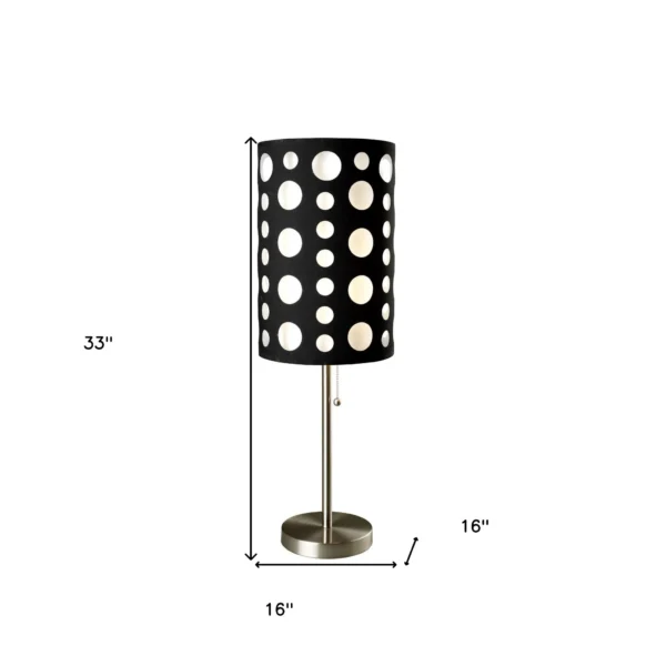 HMS 33 Black Metal Table Lamp with Black & White Drum Shade - Image 5