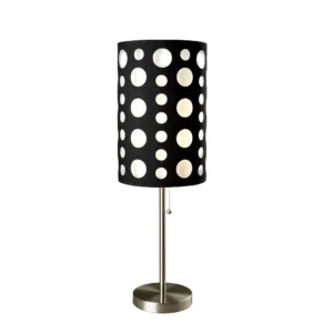 HMS 33 Black Metal Table Lamp with Black & White Drum Shade