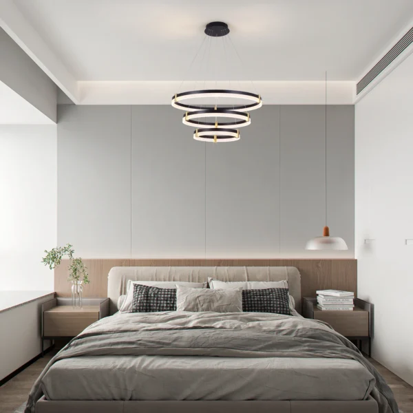 Modern Dimmable LED Crystal Chandelier – Black Acrylic Pendant Light - Image 4