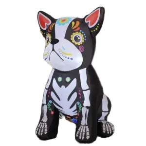 GOOSH 5ft Halloween Inflatable Skeleton Bulldog with LED Lights