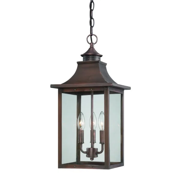 HMS St. Charles 3-Light Acopper Patina Hanging Outdoor Light