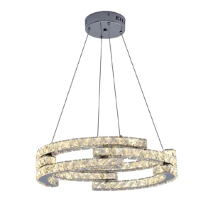 3-Ring Crystal Chandelier – Dimmable LED Pendant Light