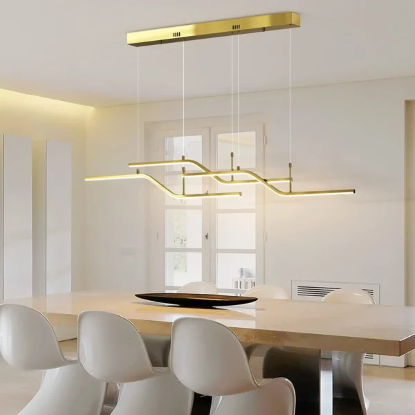 Modern 3-Light LED Wave Pendant, Dimmable Linear Chandelier - Image 4
