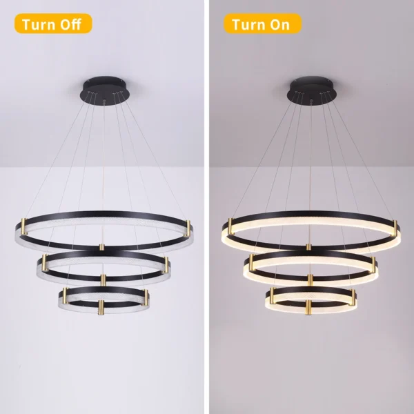 Modern Dimmable LED Crystal Chandelier – Black Acrylic Pendant Light - Image 7