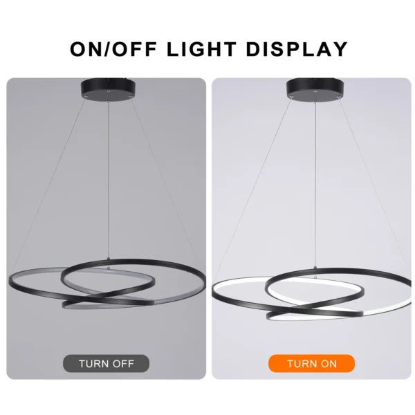 Modern Black LED Pendant Light, 40W Dimmable with Remote Control - Image 7