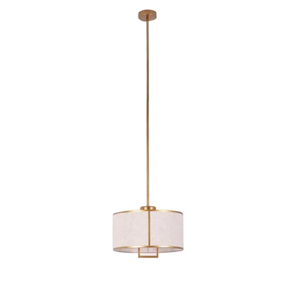 Modern Chinese Pendant Lamp with Round Fabric Shade