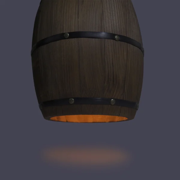 Retro Wood Barrel Pendant Light – Vintage Industrial Chandelier - Image 5
