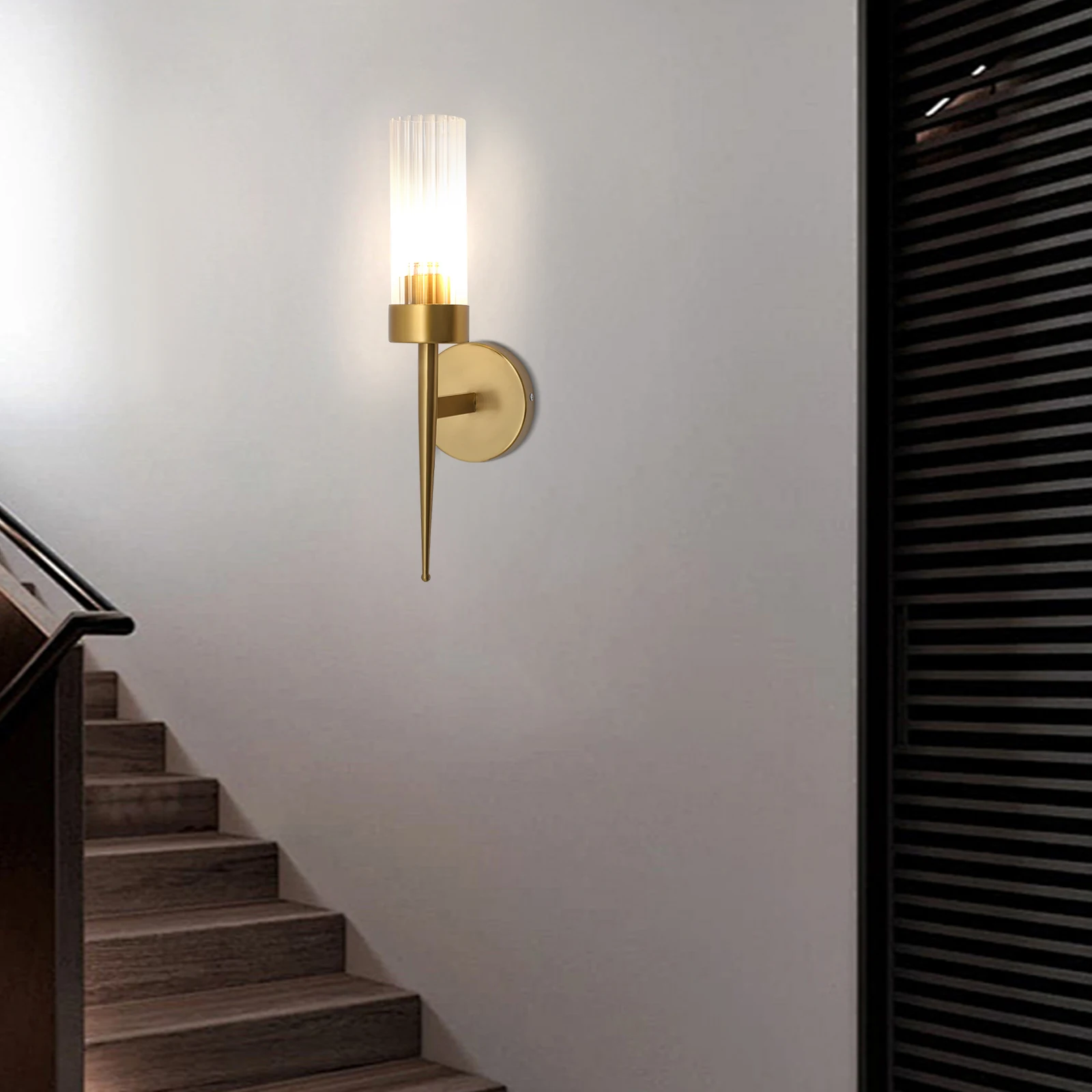 Modern Gold Wall Sconce Light – Single Head Hardwired Fixture, E26 Bulb - Image 4