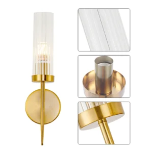 Modern Gold Wall Sconce Light – Single Head Hardwired Fixture, E26 Bulb
