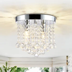 Crystal Flush Mount Ceiling Light Mini Chandelier for Kitchen & Hallway