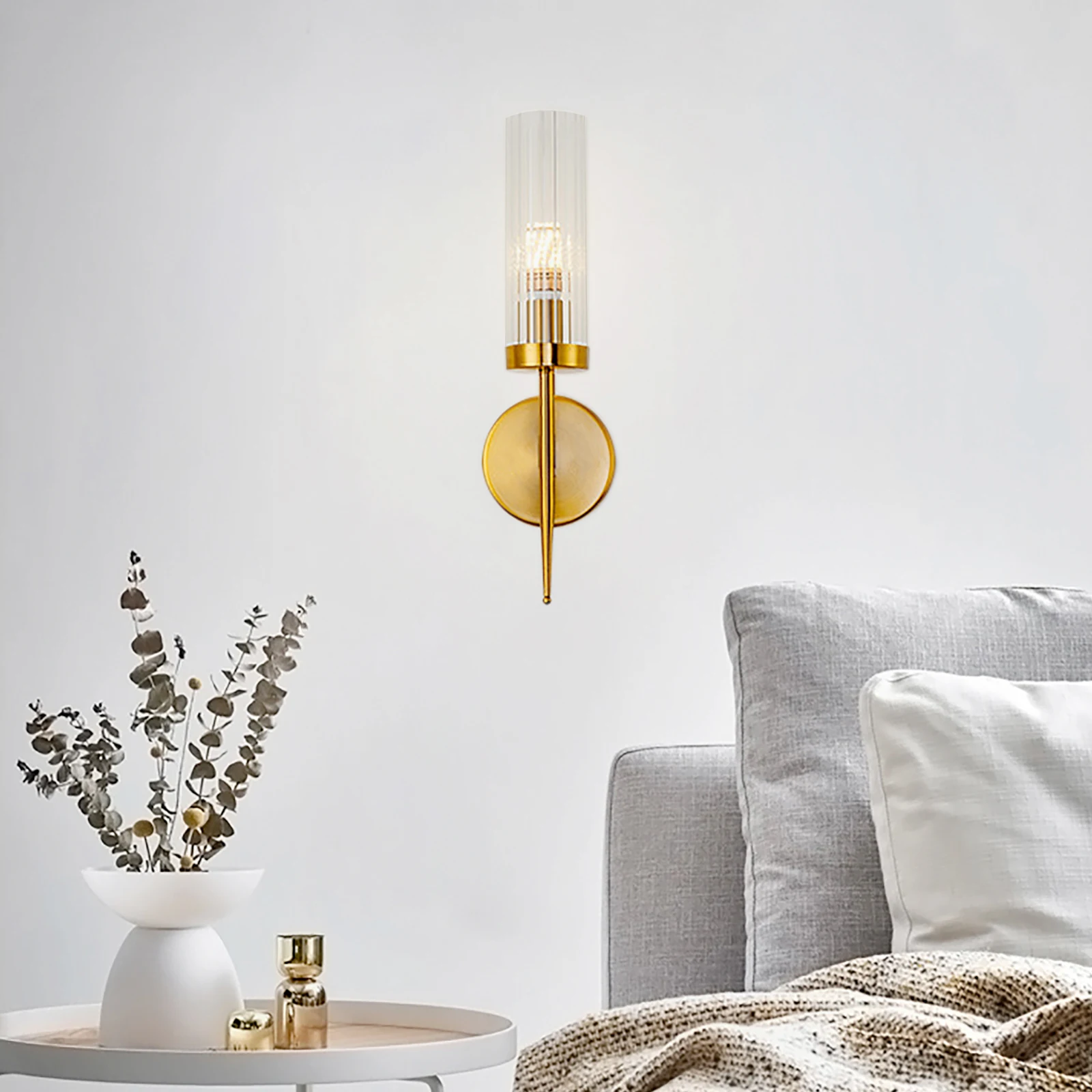 Modern Gold Wall Sconce Light – Single Head Hardwired Fixture, E26 Bulb - Image 7