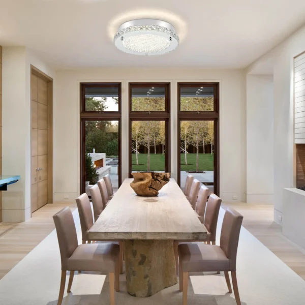 Crystal Flush Mount Ceiling Light - Chrome Hallway & Kitchen Fixture - Image 4