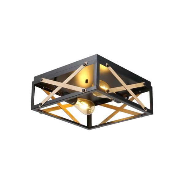 Farmhouse Black 2-Light Flush Mount Ceiling Lamp