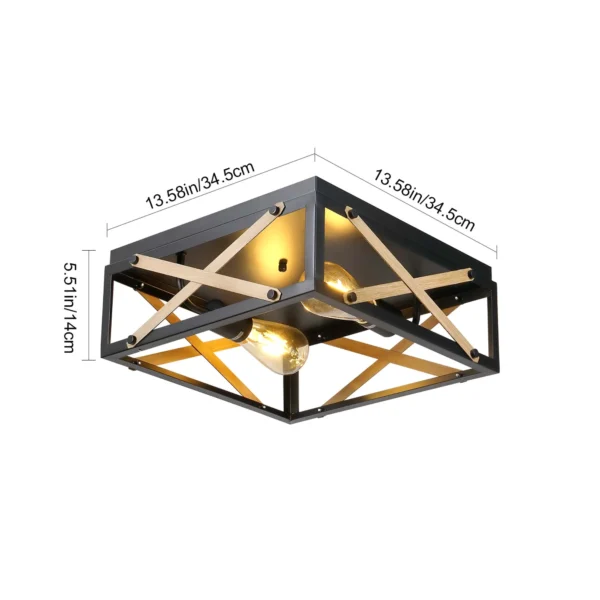 Farmhouse Black 2-Light Flush Mount Ceiling Lamp - Image 7