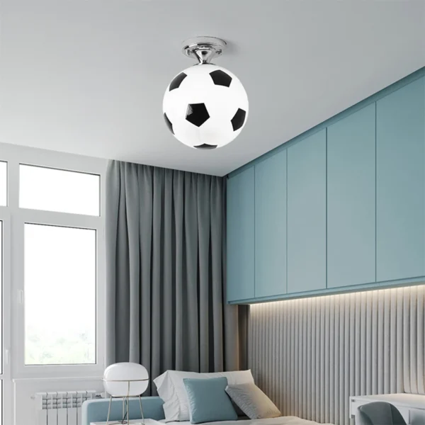 Red Soccer Ball LED Ceiling Light, Decorative Glass Football Lamp for Bar & Home - Image 3