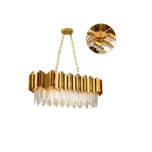 Gold Crystal Chandelier – Modern 8-Light Pendant Ceiling Fixture for Dining Room
