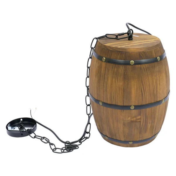 Retro Wood Barrel Pendant Light – Vintage Industrial Chandelier
