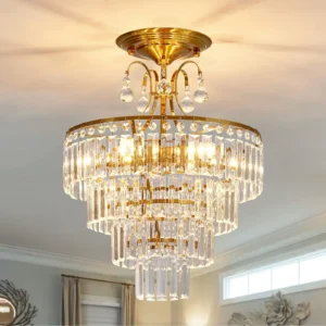 Crystal Gold 4-Light Pendant Ceiling Lamp – Bedroom & Living Room