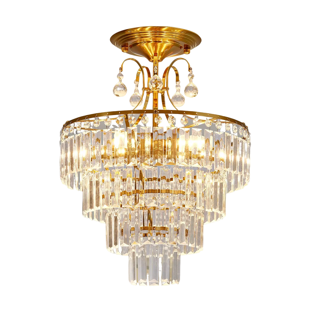 Crystal Gold 4-Light Pendant Ceiling Lamp – Bedroom & Living Room