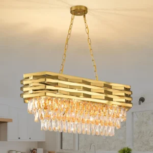 Gold Modern Crystal Chandelier, 8-Light Oval Dining Room Ceiling Light ✨💡