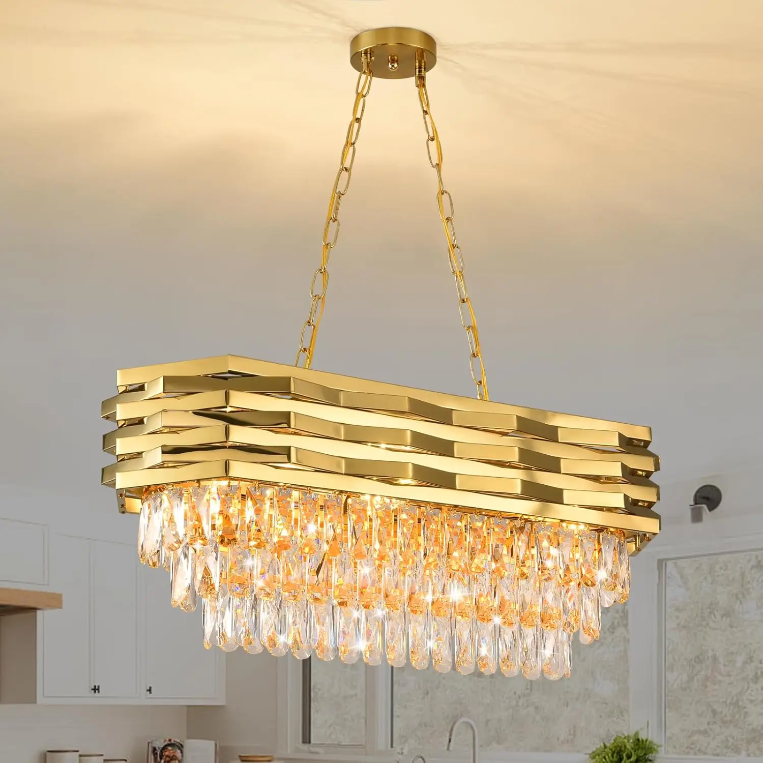 Gold Modern Crystal Chandelier, 8-Light Oval Dining Room Ceiling Light β¨π‘ - Image 2