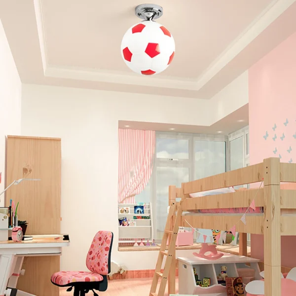 Red Soccer Ball LED Ceiling Light, Decorative Glass Football Lamp for Bar & Home - Image 5