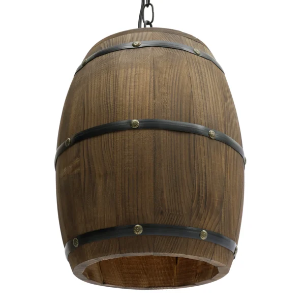 Retro Wood Barrel Pendant Light – Vintage Industrial Chandelier - Image 6