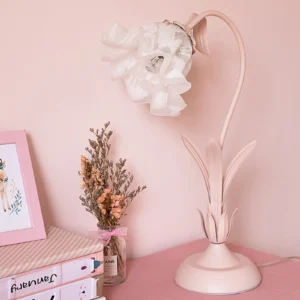 Bymaocar Pink Flower LED Table Lamp with Glass Shade, E27