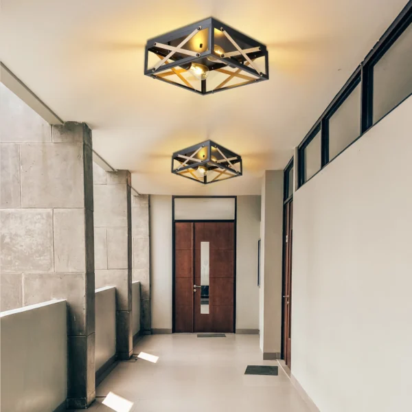 Farmhouse Black 2-Light Flush Mount Ceiling Lamp - Image 6