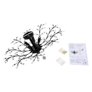 Vintage Crystal Chandelier – Black LED Ceiling Light