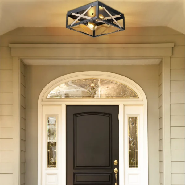Farmhouse Black 2-Light Flush Mount Ceiling Lamp - Image 3