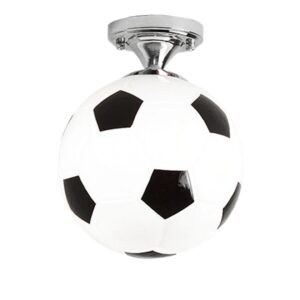 Red Soccer Ball LED Ceiling Light, Decorative Glass Football Lamp for Bar & Home
