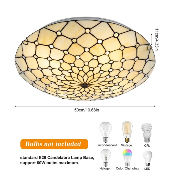 Antique Stained Glass Flush Mount – 4-Light Vintage Ceiling Fixture - Image 6