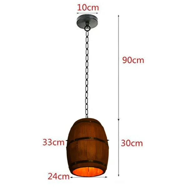 Retro Wood Barrel Pendant Light – Vintage Industrial Chandelier - Image 7