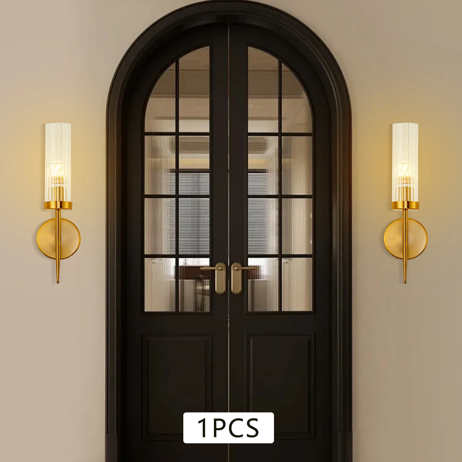 Modern Gold Wall Sconce Light – Single Head Hardwired Fixture, E26 Bulb - Image 3