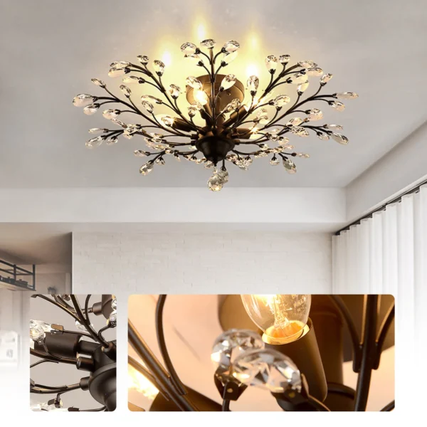 Vintage Crystal Chandelier – Black LED Ceiling Light - Image 7