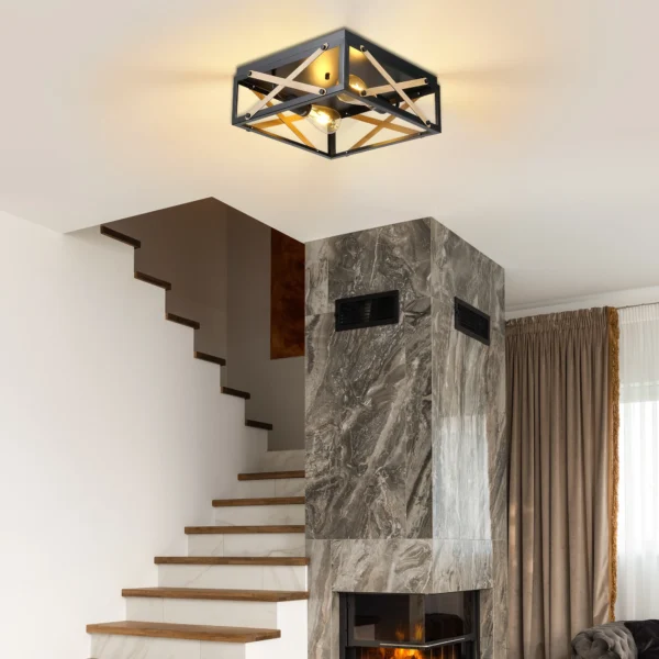 Farmhouse Black 2-Light Flush Mount Ceiling Lamp - Image 4